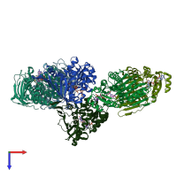 PDB entry 2glx coloured by chain, top view.