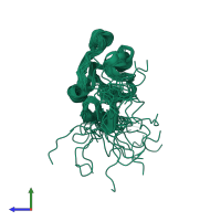 PDB entry 2gm2 coloured by chain, ensemble of 20 models, side view.