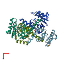 PDB entry 2gm5 coloured by chain, top view.