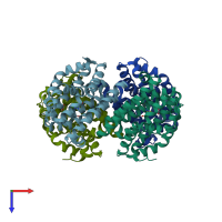 PDB entry 2gm8 coloured by chain, top view.