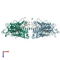 PDB entry 2gmh coloured by chain, top view.