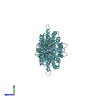 PDB entry 2gmj coloured by chain, side view.