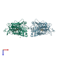 PDB entry 2gmj coloured by chain, top view.