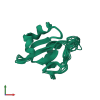 PDB entry 2gmo coloured by chain, ensemble of 10 models, front view.