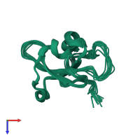 PDB entry 2gmo coloured by chain, ensemble of 10 models, top view.