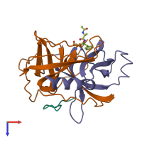 PDB entry 2gmt coloured by chain, top view.