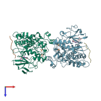 PDB entry 2gmx coloured by chain, top view.