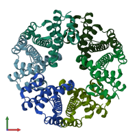 PDB entry 2gmy coloured by chain, front view.