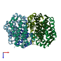 PDB entry 2gmy coloured by chain, top view.