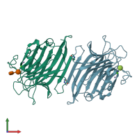 PDB entry 2gnd coloured by chain, front view.