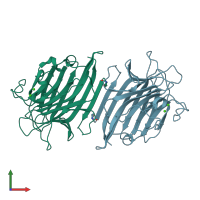 PDB entry 2gnt coloured by chain, front view.