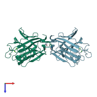 PDB entry 2gnt coloured by chain, top view.