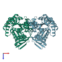 PDB entry 2gok coloured by chain, top view.