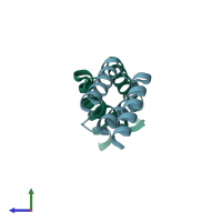 PDB entry 2gom coloured by chain, side view.