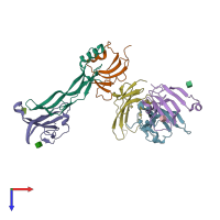 PDB entry 2goo coloured by chain, top view.