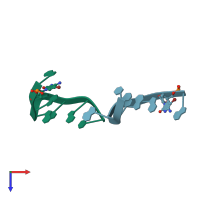 PDB entry 2got coloured by chain, top view.