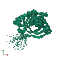 PDB entry 2gov coloured by chain, ensemble of 20 models, front view.