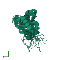 PDB entry 2gov coloured by chain, ensemble of 20 models, side view.