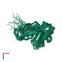 PDB entry 2gov coloured by chain, ensemble of 20 models, top view.