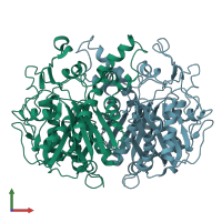 PDB entry 2gp6 coloured by chain, front view.