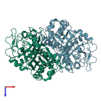 PDB entry 2gp6 coloured by chain, top view.