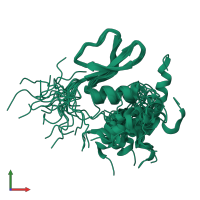 PDB entry 2gpf coloured by chain, ensemble of 20 models, front view.
