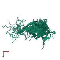 PDB entry 2gpf coloured by chain, ensemble of 20 models, top view.