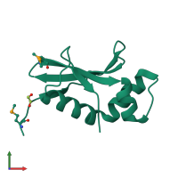 PDB entry 2gpi coloured by chain, front view.