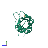 PDB entry 2gpi coloured by chain, side view.