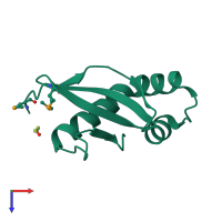 PDB entry 2gpi coloured by chain, top view.