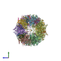 PDB entry 2gpl coloured by chain, side view.