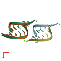 PDB entry 2gpm coloured by chain, ensemble of 2 models, top view.