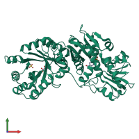 PDB entry 2gpt coloured by chain, front view.