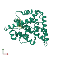 PDB entry 2gpu coloured by chain, front view.