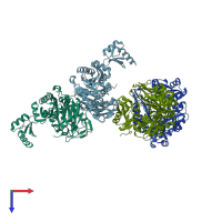 PDB entry 2gpw coloured by chain, top view.