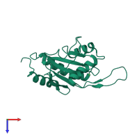PDB entry 2gql coloured by chain, top view.