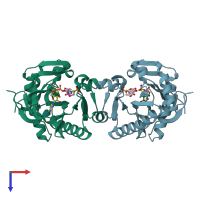 PDB entry 2gqs coloured by chain, top view.