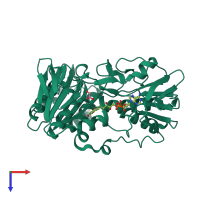 PDB entry 2gqw coloured by chain, top view.