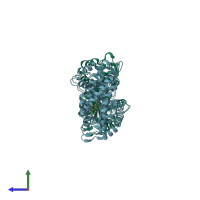 PDB entry 2gqx coloured by chain, side view.