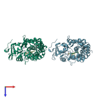 PDB entry 2gqx coloured by chain, top view.