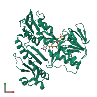 PDB entry 2gr1 coloured by chain, front view.