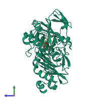PDB entry 2gr1 coloured by chain, side view.