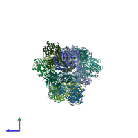 PDB entry 2gre coloured by chain, side view.