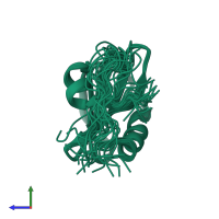 PDB entry 2grg coloured by chain, ensemble of 20 models, side view.