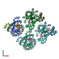 PDB entry 2grj coloured by chain, front view.
