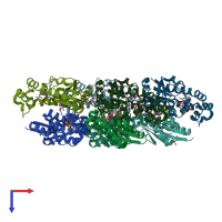 PDB entry 2grj coloured by chain, top view.