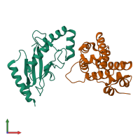 PDB entry 2grr coloured by chain, front view.