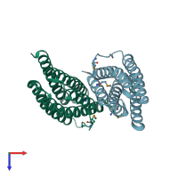 PDB entry 2gs4 coloured by chain, top view.