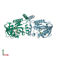 PDB entry 2gs9 coloured by chain, front view.