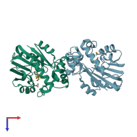 PDB entry 2gs9 coloured by chain, top view.